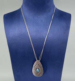 Navajo Liquid Sterling Silver Turquoise Necklace