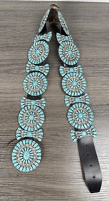 Zuni Petit Point Sterling Turquoise Concho Belt