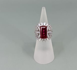 Charles Winston Sterling Lab Grown Ruby Ring