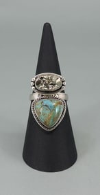 Arya Sterling Silver Turquoise Pyrite Ring