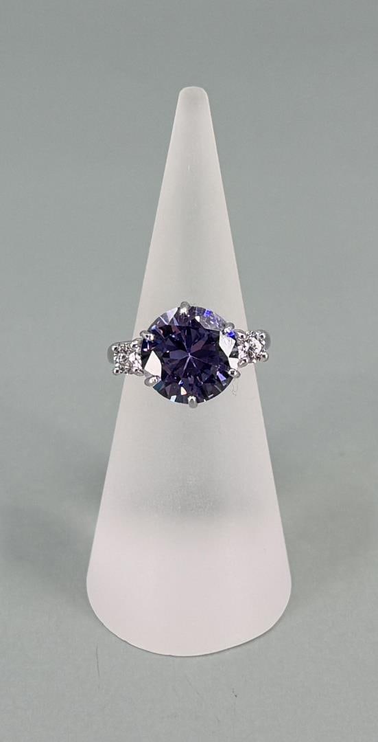 Bella Luce Sterling Silver Purple & White CZ Ring (1 of 5)