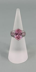 Bella Luce Sterling Silver Pink & White CZ Ring