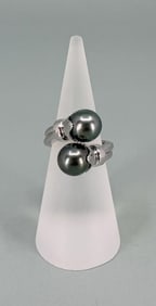 FY Sterling Silver Cultured Tahitian Pearl Ring