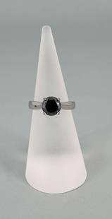 Black Diamond Platinum Over Sterling Silver Ring: Size 6