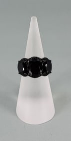 Fuzion Creations Sterling Silver Black Spinel Ring