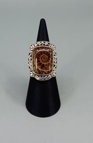 Bella Luce Sterling Silver Fossil Ammonite Ring