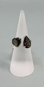 Sterling Silver Smoky Quartz Heart Ring