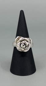 Wax Cast Sterling Silver Rose Ring