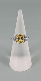 Sterling Silver Yellow & White CZ Ring