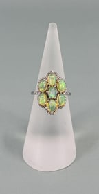 Sterling Silver Opal Cluster Ring