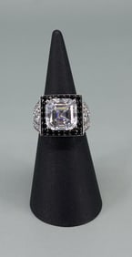 Samara Sterling Silver CZ Black Spinel Ring