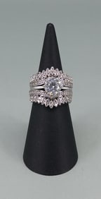 YGI Sterling Silver CZ Bridal Ring Set