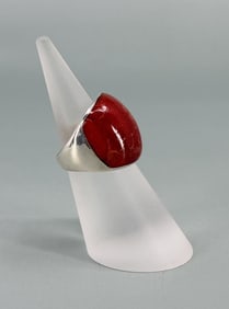 Bella Luce Sterling Silver Red Coral Ring