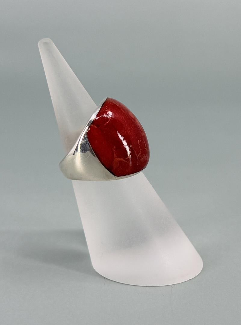 Bella Luce Sterling Silver Red Coral Ring (1 of 5)