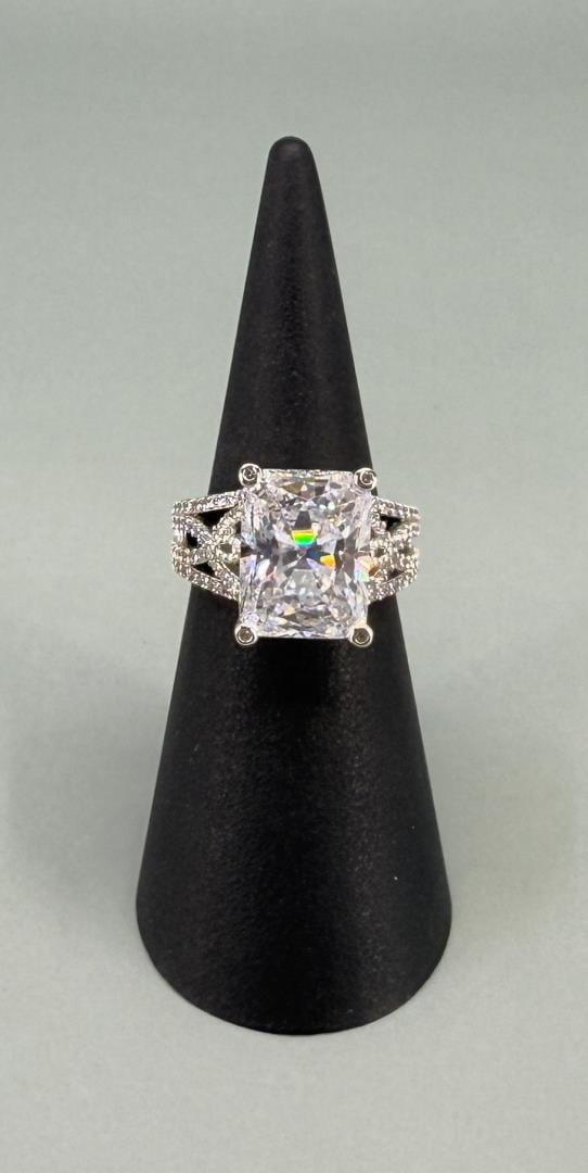 Charles Winston Sterling Silver CZ Ring: Size 6