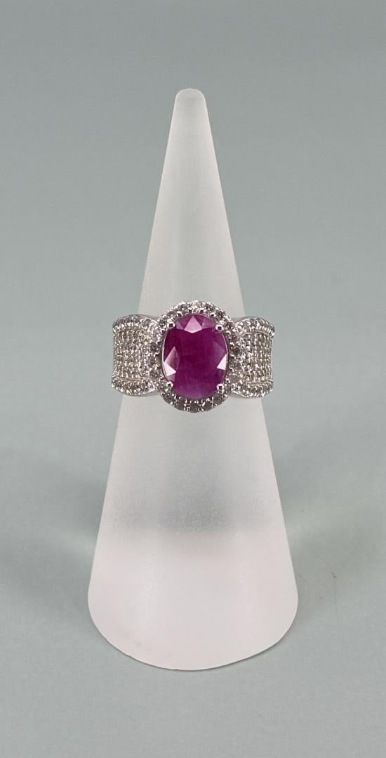 Sterling Silver Mahaleo Ruby Ring: Size 6