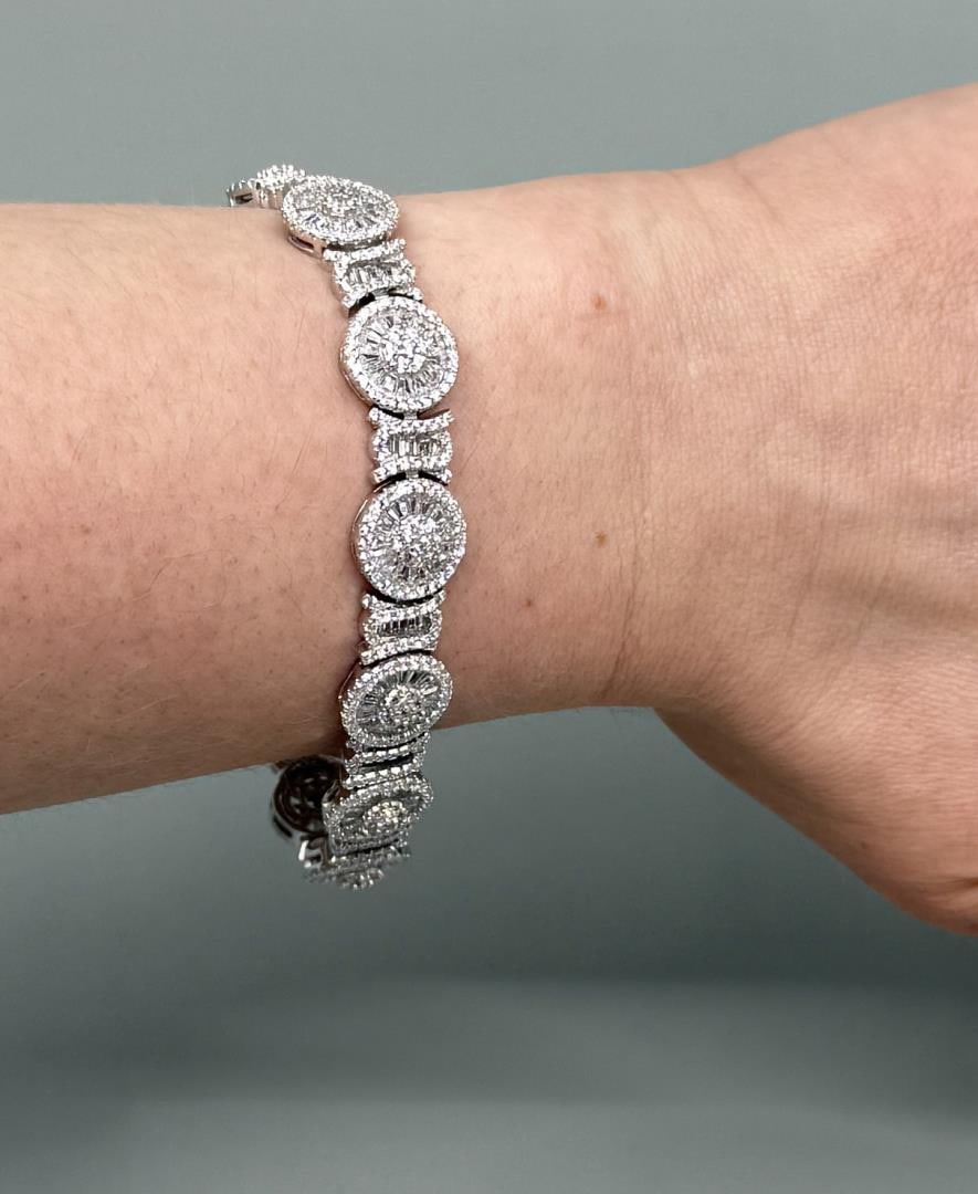 Fuzion Designs Sterling Silver CZ Tennis Bracelet: 8 3/8" long open. 32.13 grams