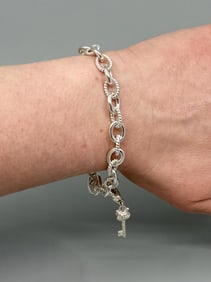 Judith Ripka Sterling Silver Lock & Key Bracelet