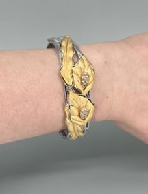 Sterling Silver Leaf And Flower Bracelet
