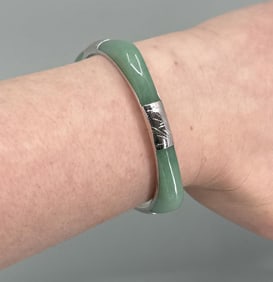 Sterling Silver Jade Bangle Bracelet