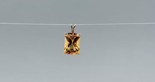 14K Gold Citrine Necklace Pendant
