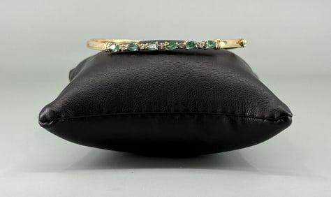 14k Gold Emerald Bangle Bracelet