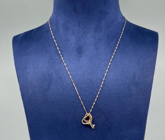 18k Gold Heart and Key Necklace