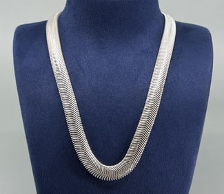Sterling Silver Snake Flat Chain Necklace