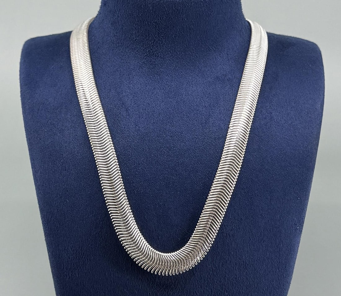 Sterling Silver Snake Flat Chain Necklace (1 of 6)