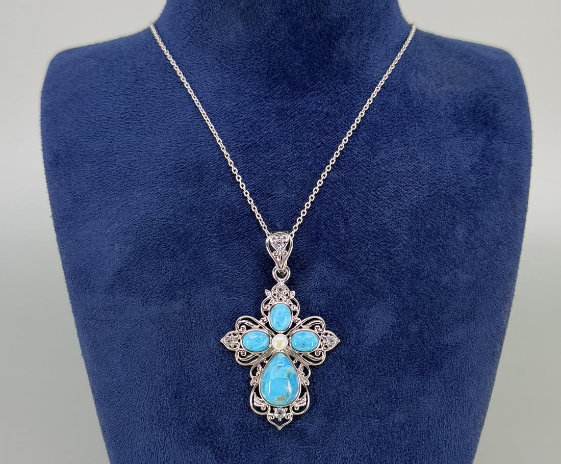 Bella Luce Southwest Style Sterling Necklace: 15" long. 11.25 grams.
