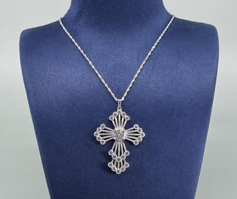 Belle Luce CZ Sterling Silver Cross Necklace