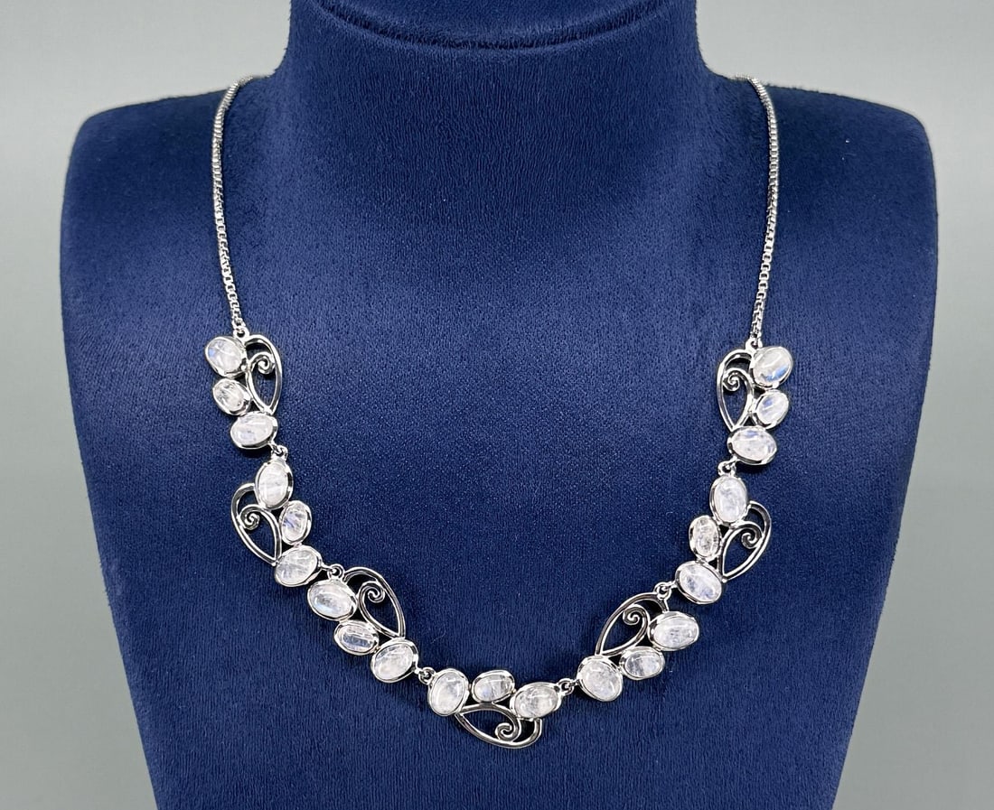 Bella Luce Sterling and Moonstone Necklace: 14 1/2" long. 21.17 grams.