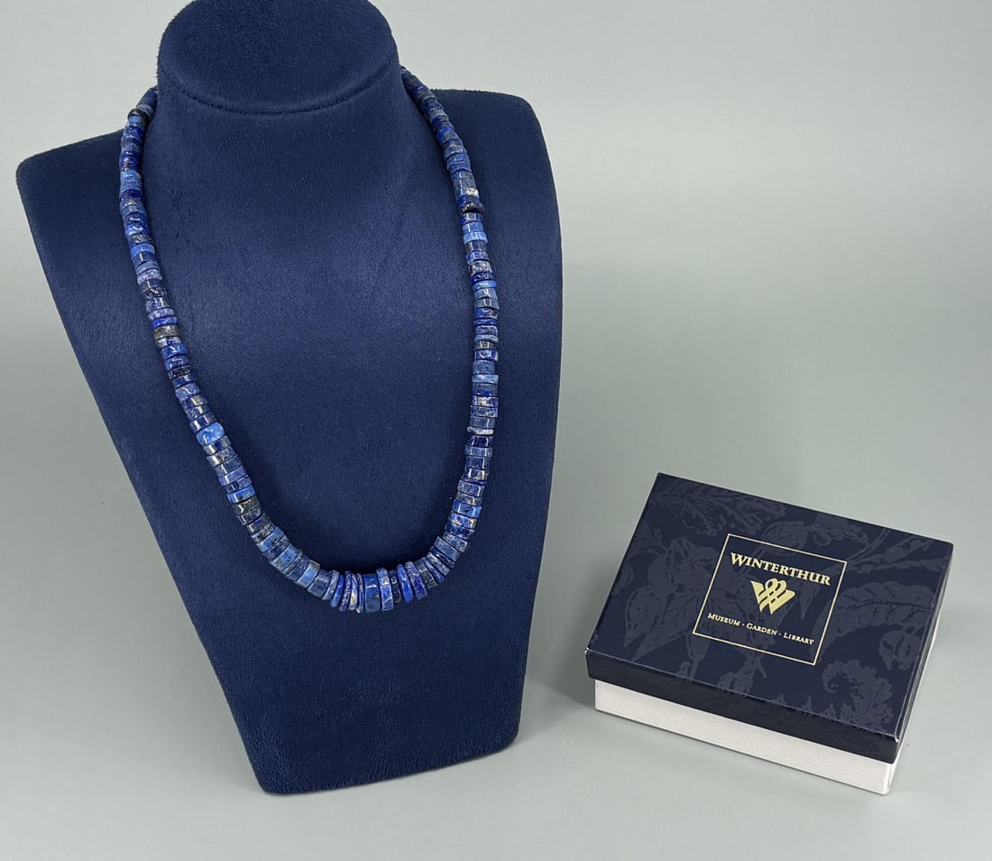 Winterthur Lapiz Lazuli Necklace: 7 3/4" long closed.