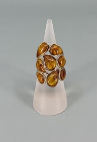 Bella Luce Sterling Silver Amber Ring