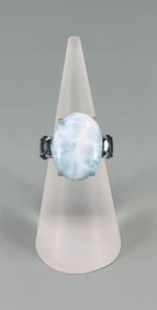 Sterling Silver Larimar & Topaz Ring