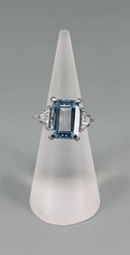 LNT Sterling Silver Lab Grown Aquamarine Ring