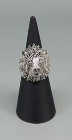 Sarda Sterling Silver Lion Head Ring