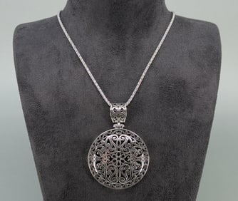 Sterling Silver Disc Pendant Necklace