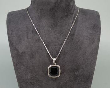 Marc Sterling Silver Black Spinel Necklace