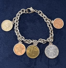 Sterling Silver Caribbean Coin Charm Bracelet