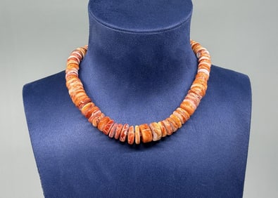 Sterling Silver Spiny Oyster Bead Choker Necklace