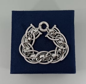 14K White Gold Triple Chain Link Bracelet