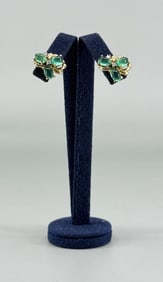 14K Gold Emerald Diamond Earrings