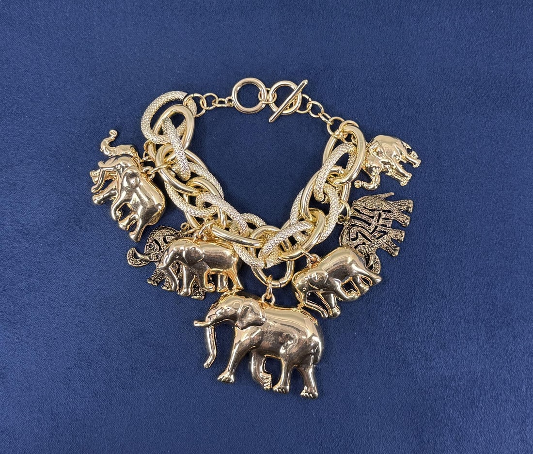 Costume Jewelry Elephant Charm Bracelet (1 of 3)