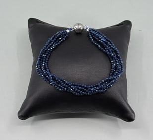 Blue Faceted Spinel Beaded Bracelet