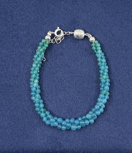 Blue Quartz Multi Strand Beaded Bracelet: 8 1/4" long open.