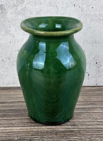 Arts and Crafts Green Glaze Pottery Vase