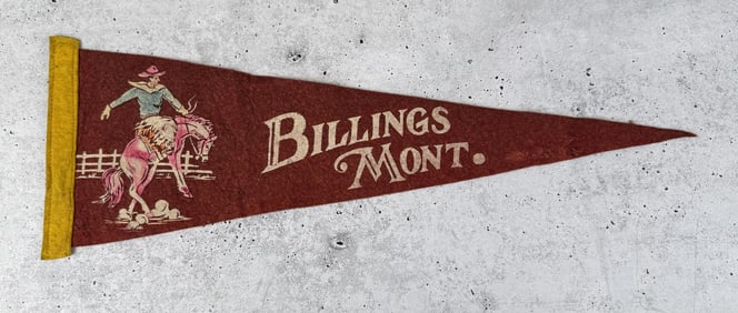 Billings Montana Cowboy Rodeo Souvenir Pennant