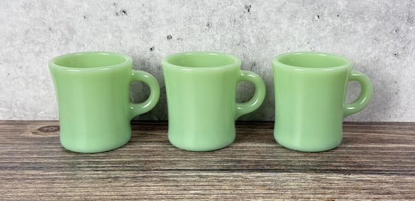 Anchor Hocking Fire King Jadeite C Handle Mugs