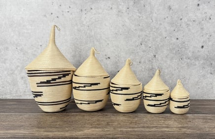 Rwanda Africa Woven Lidded Nesting Baskets